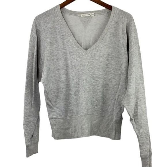 Rag & Bone Jean V- Neck Long Sleeve Sweater - Gray, Modal/Cotton Blend, Sz Small - Picture 1 of 10